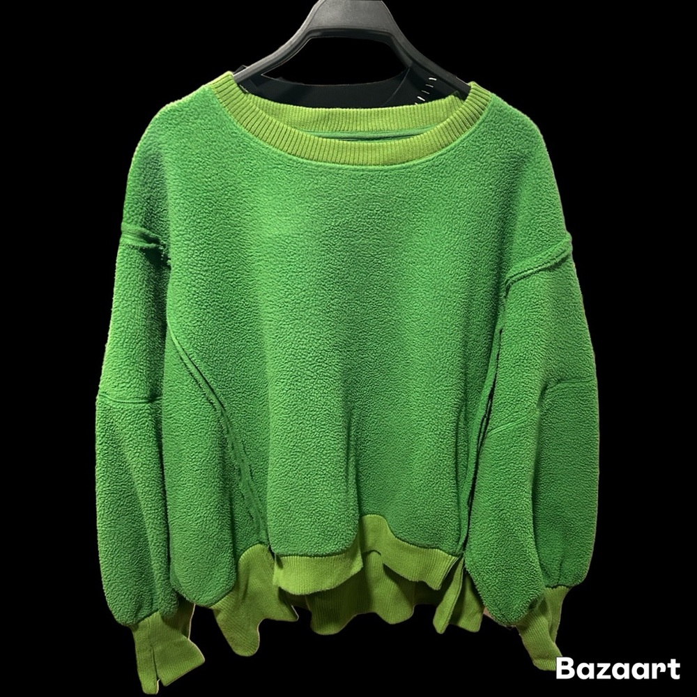 We The Free Vibrant Green Crew Neck Sweater